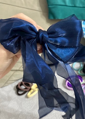 Kadın Lacivert Saten Kurdele - Görsel 3