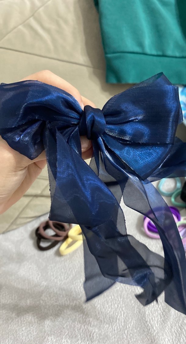 Kadın Lacivert Saten Kurdele - Görsel 3