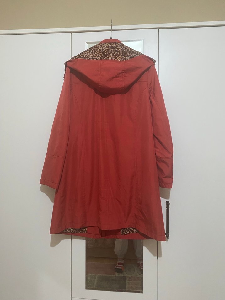 Kürklü Kırmızı Hamile Midi Mont - Görsel 2