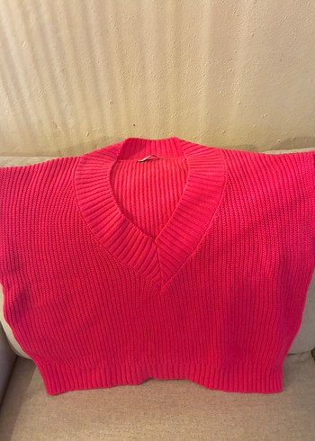 Pembe V Yaka Kadın Triko Süveter - Görsel 3
