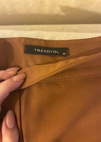 Kadın  Kahverengi Kumaş Pantolon - Görsel 2