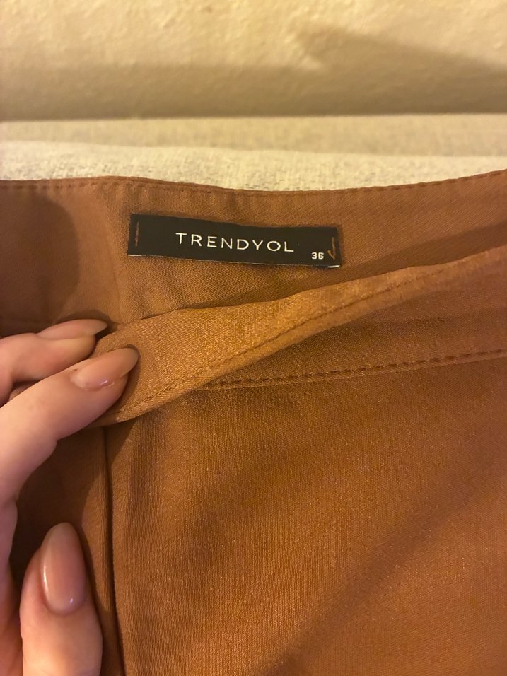 Kadın  Kahverengi Kumaş Pantolon - Görsel 2