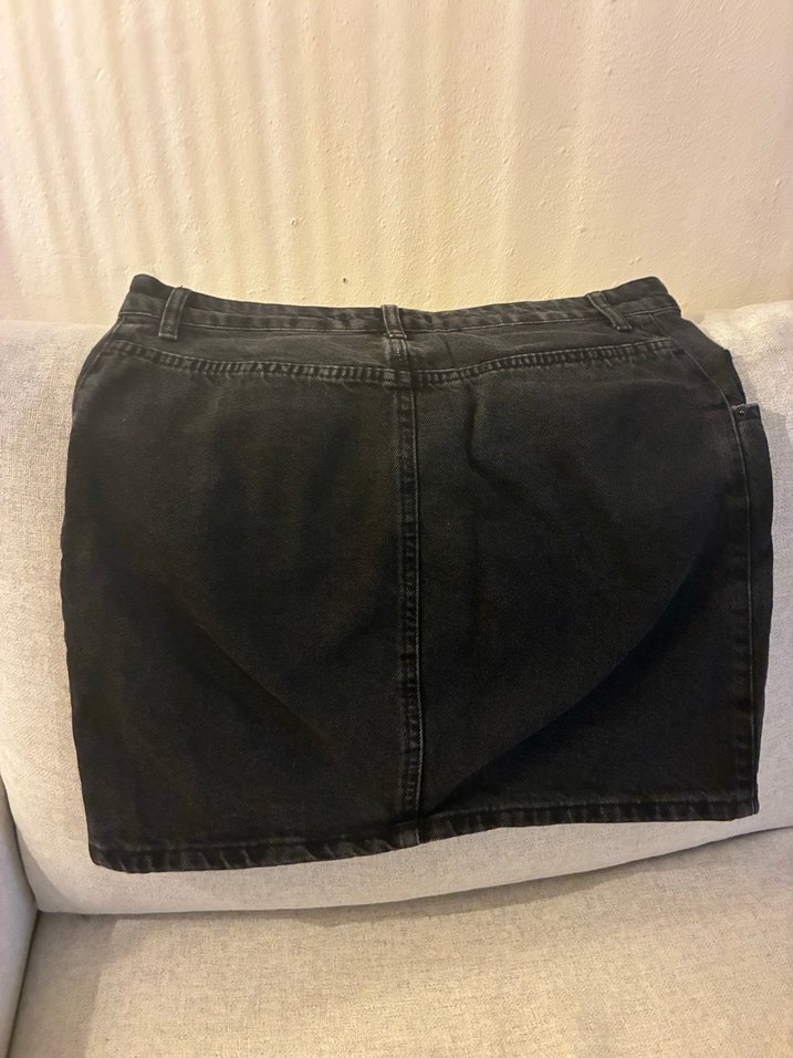 Siyah Denim Mini Etek - Görsel 3