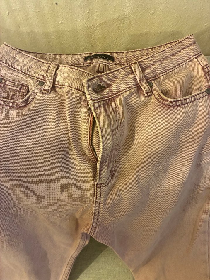 Pembe Yıkamalı Mom Jean - Görsel 2