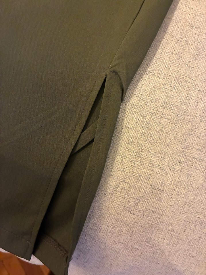 Kadın Haki Kumaş Pantolon, Yırtmaçlı, Normal Boy - Görsel 2