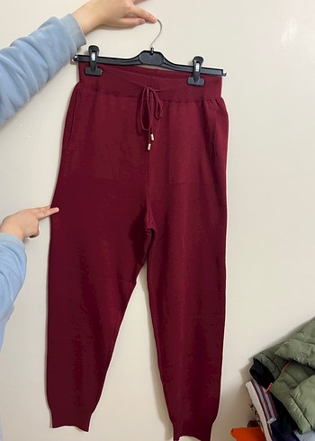 Bordo Rahat Kesim Kadın Eşofman Altı - Görsel 2