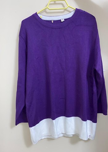 Mor, Uzun Kollu, Triko Kadın Kazak - Görsel 2