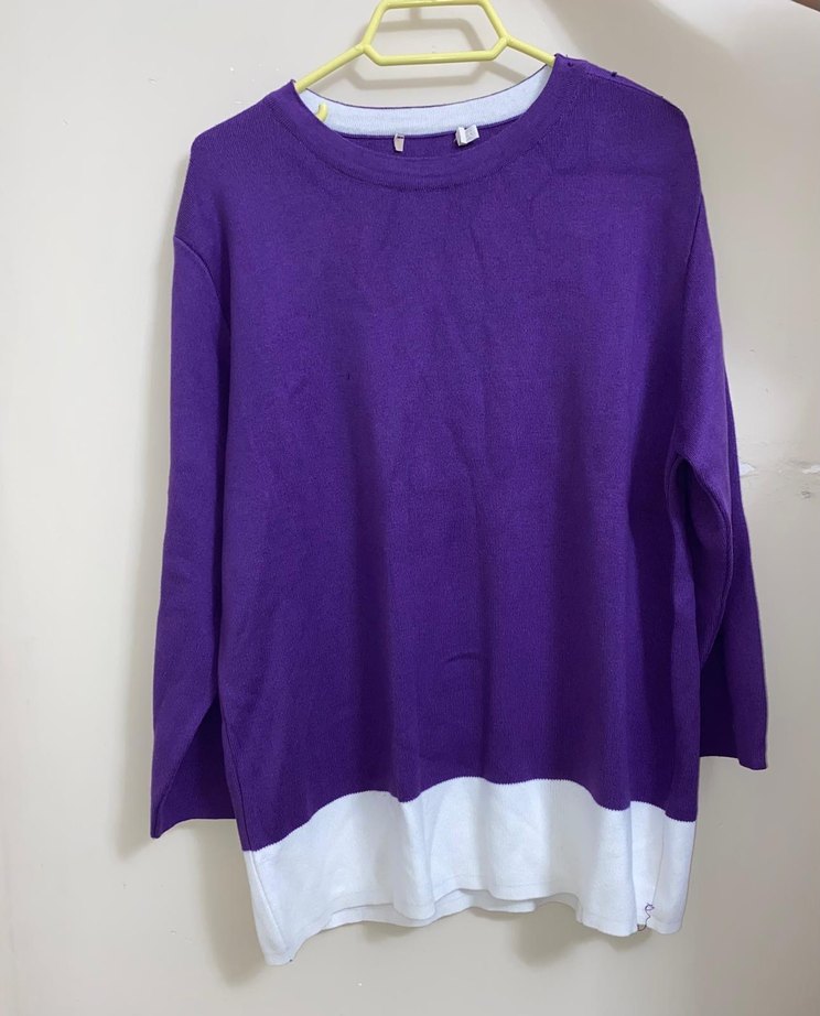 Mor, Uzun Kollu, Triko Kadın Kazak - Görsel 2
