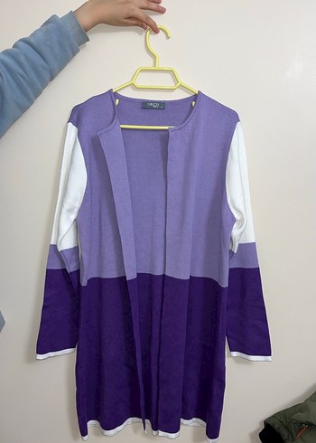 Mor Renkli Midi Kadın Triko Hırka - Görsel 2