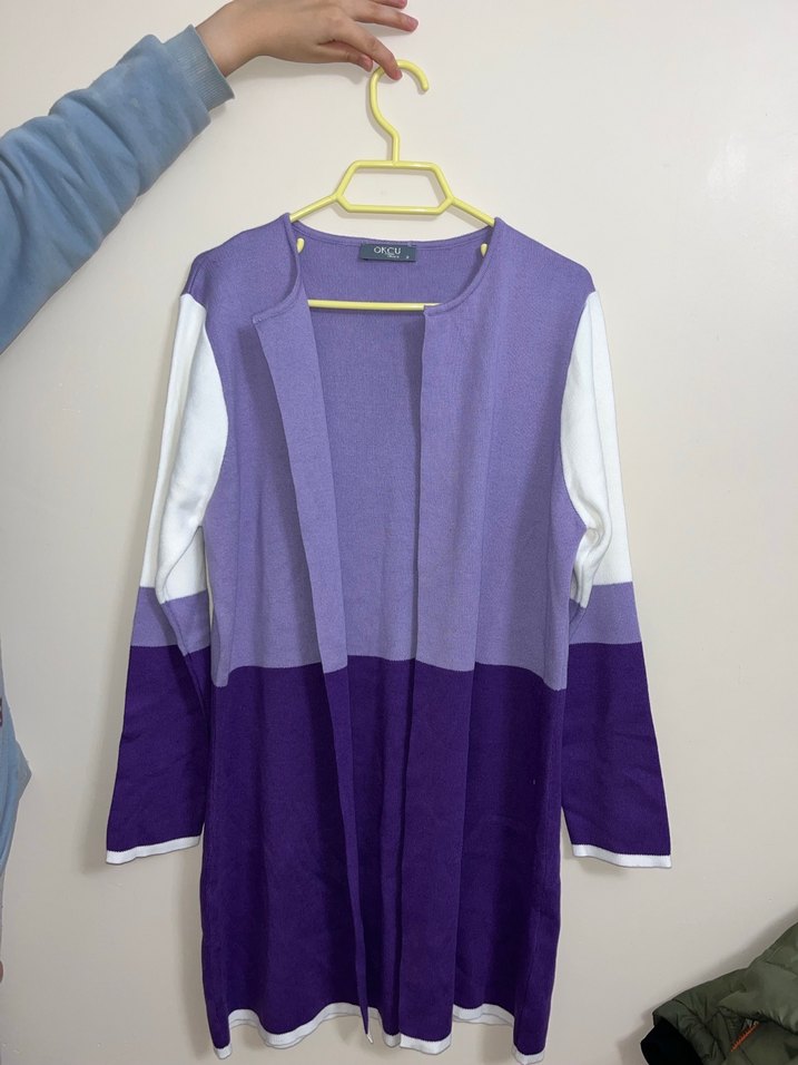 Mor Renkli Midi Kadın Triko Hırka - Görsel 2