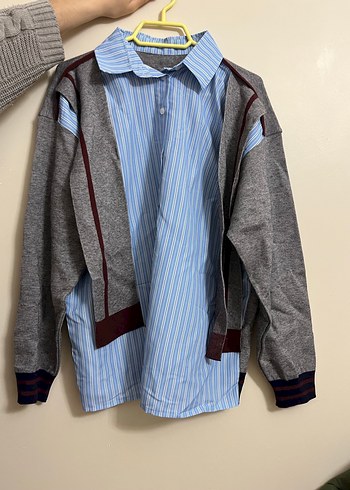 Gri Düğmeli Uzun Kollu Kadın Gömlek - Görsel 3