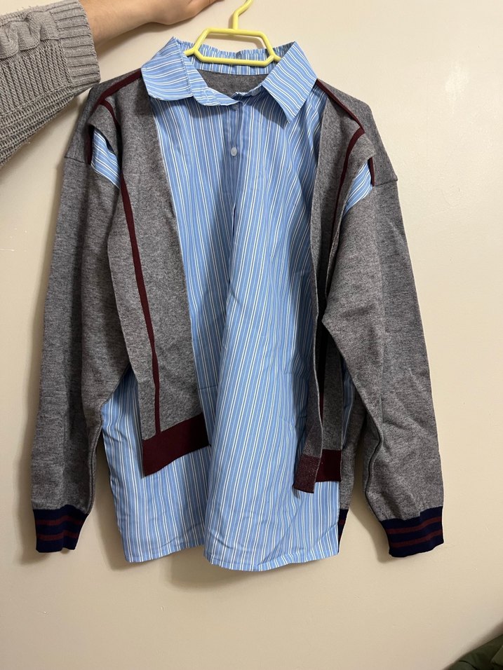 Gri Düğmeli Uzun Kollu Kadın Gömlek - Görsel 3