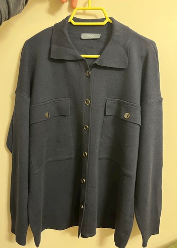 Düğmeli Lacivert Kadın Midi Triko Ceket - Görsel 2