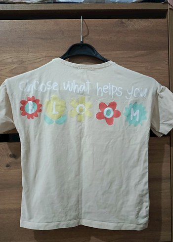 Krem Kız Çocuk Pamuklu Baskılı Tişört - Görsel 3