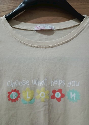 Krem Kız Çocuk Pamuklu Baskılı Tişört - Görsel 2