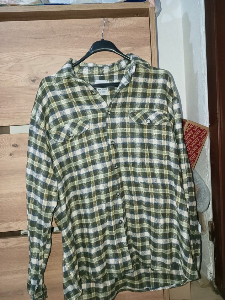 Düğmeli Yeşil Kareli Erkek Gömlek - Görsel 2