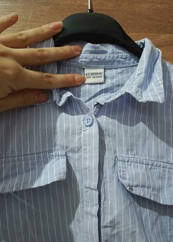 Düğmeli, uzun kollu kısa gömlek - Görsel 3