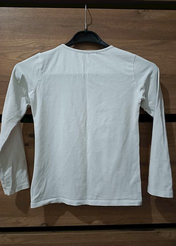 Kız Çocuk Payetli Uzun Kollu Beyaz Tişört - Görsel 3