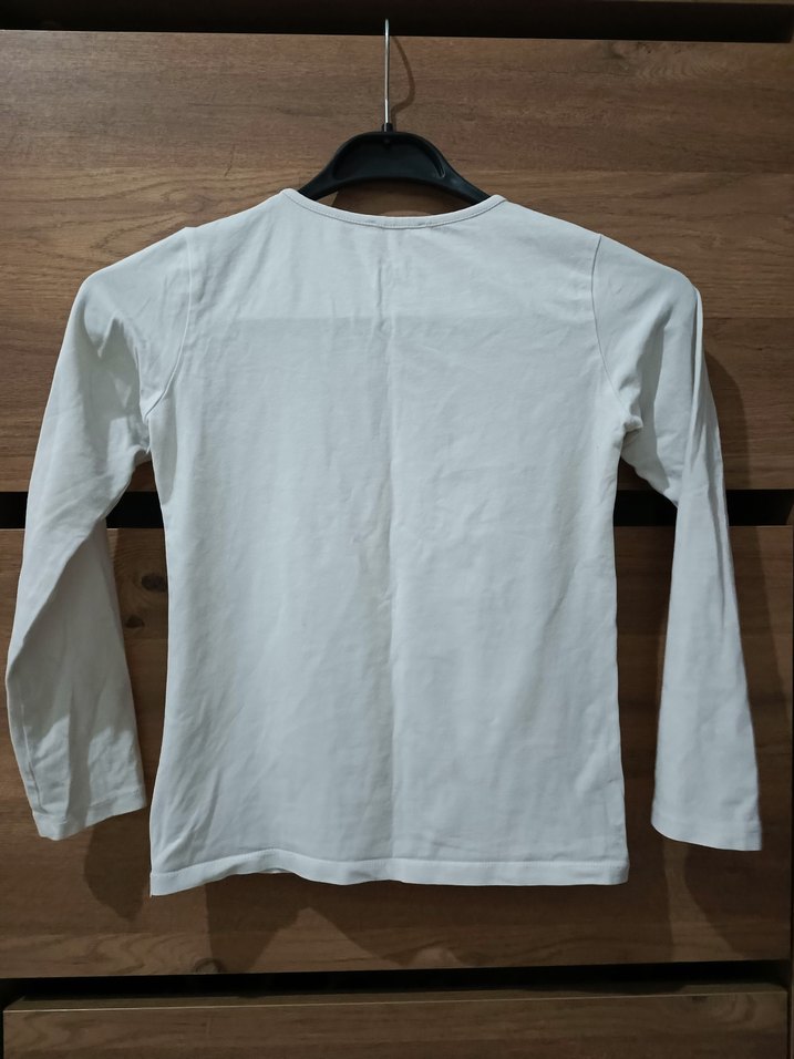 Kız Çocuk Payetli Uzun Kollu Beyaz Tişört - Görsel 3