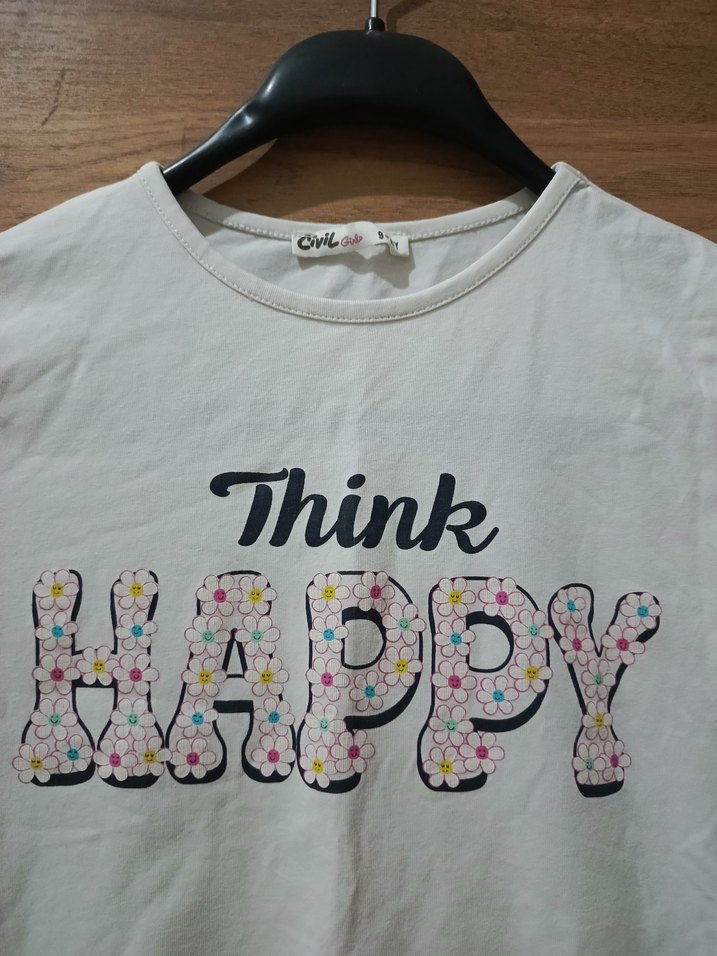 Kız Çocuk Payetli Uzun Kollu Beyaz Tişört - Görsel 2