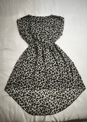 Gri Leopar Desenli Elbise - Görsel 3