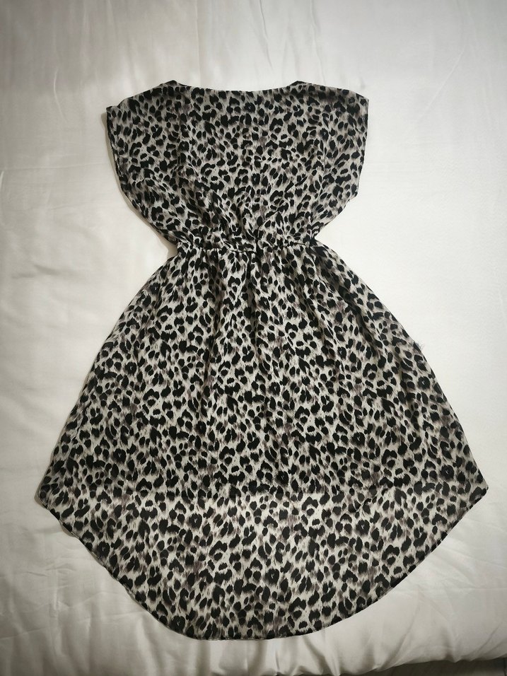 Gri Leopar Desenli Elbise - Görsel 3