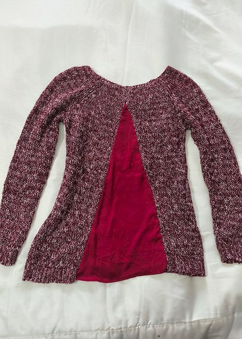 Bordo Örgü Kadın Kazak, Uzun Kollu, Salaş - Görsel 2