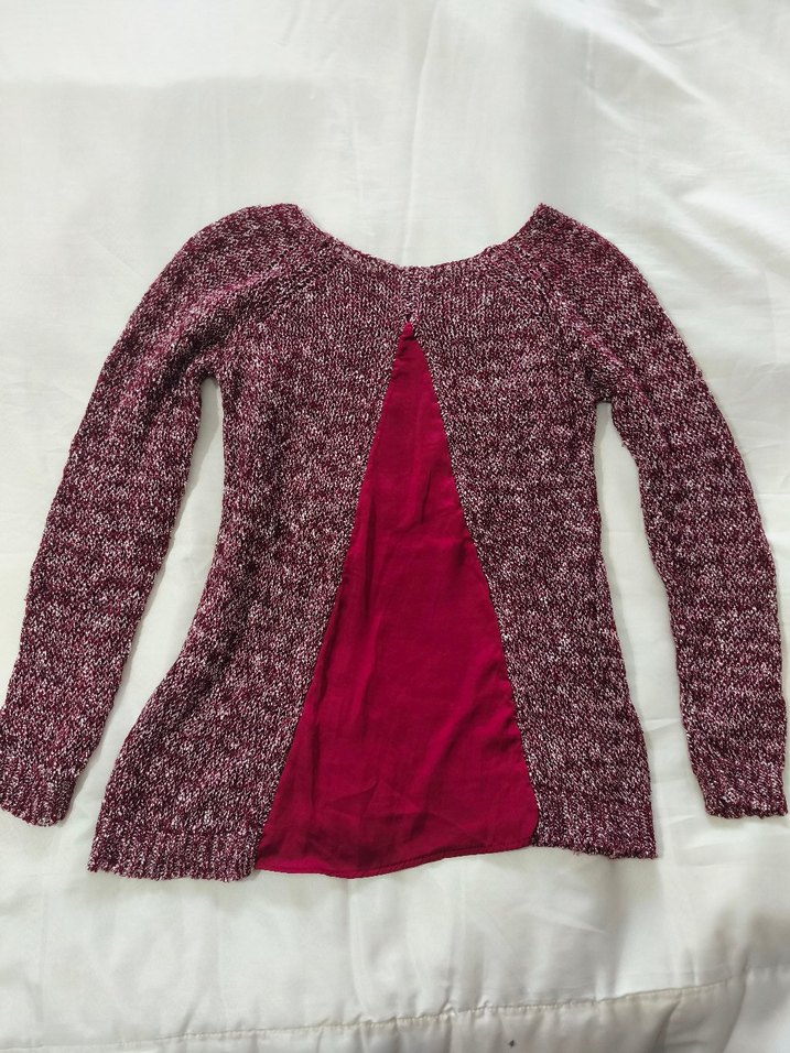 Bordo Örgü Kadın Kazak, Uzun Kollu, Salaş - Görsel 2