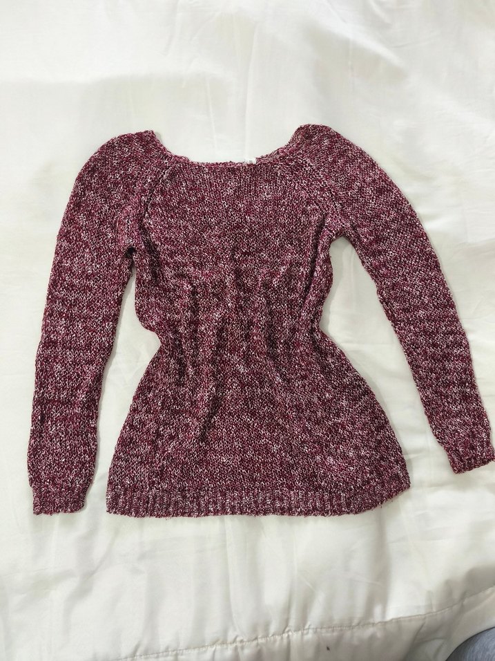 Bordo Örgü Kadın Kazak, Uzun Kollu, Salaş - Görsel 3