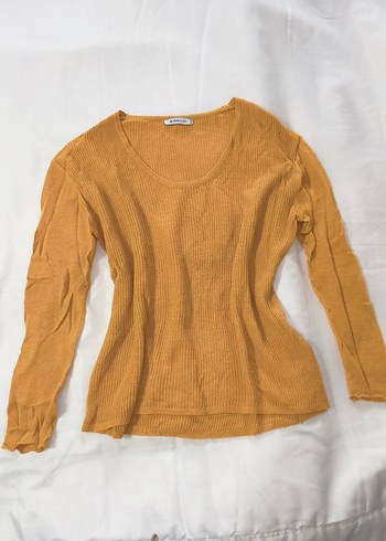 Sarı Kadın Triko Uzun Kollu Bluz - Görsel 2