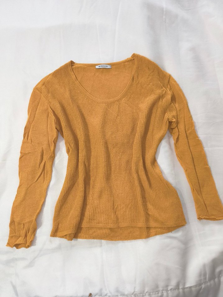 Sarı Kadın Triko Uzun Kollu Bluz - Görsel 2