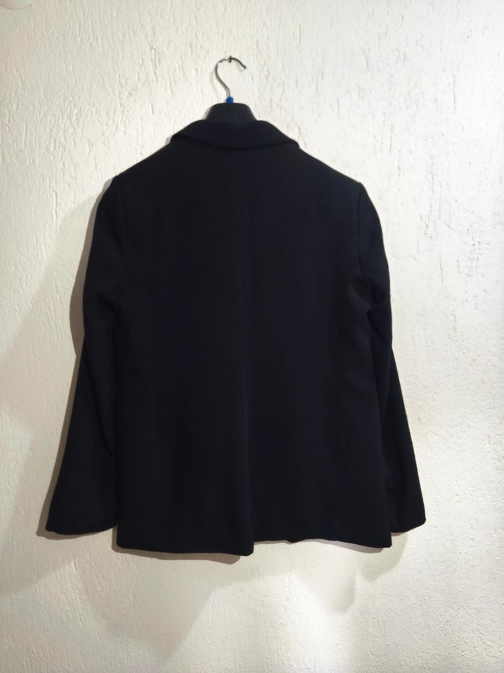 Düğmeli Siyah Kadın Ofis Blazeri - Görsel 2