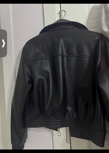 Siyah Deri Kadın Ceket - Görsel 4