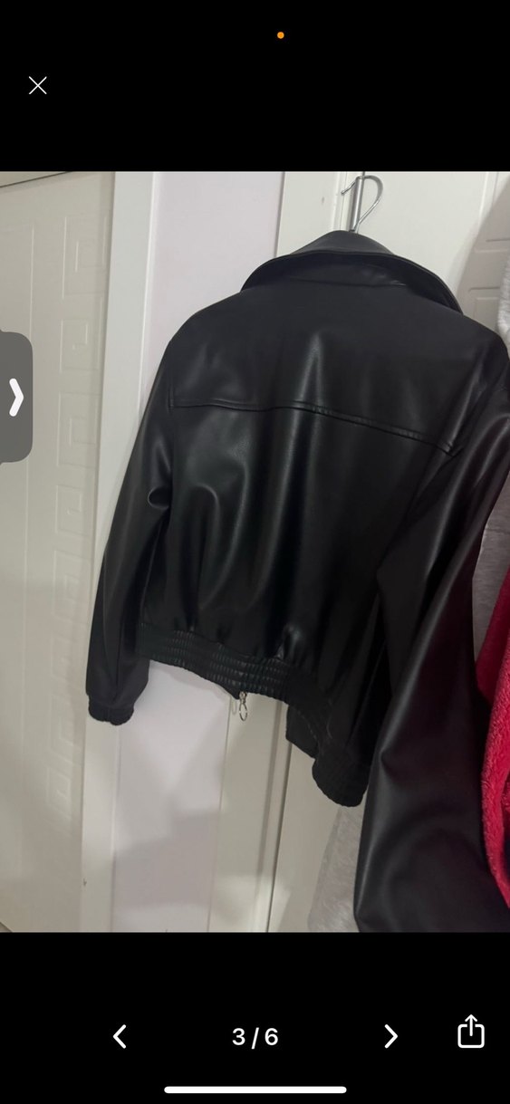 Siyah Deri Kadın Ceket - Görsel 3