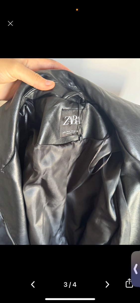 Kadın Siyah Deri Kemerli Ceket - Görsel 2