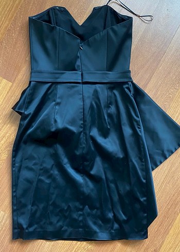 Straplez Fırfırlı Saten Abiye Elbise - Görsel 2