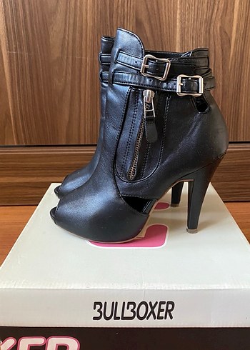 Siyah Deri Stiletto Topuklu Goth Bot - Görsel 2