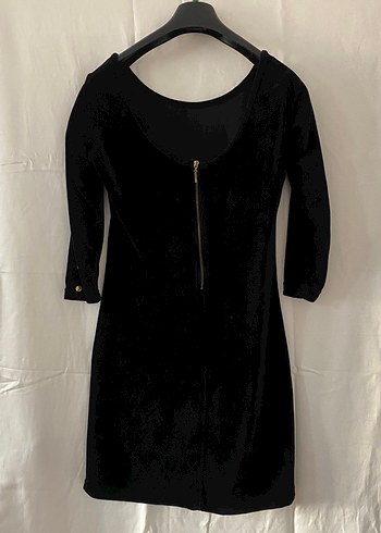 Düğmeli Kadife Mini Elbise - Görsel 2