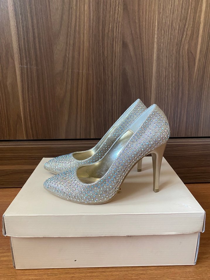 Sarı bocuklu Stiletto Topuklu Kadın Abiye Ayakkabı - Görsel 2