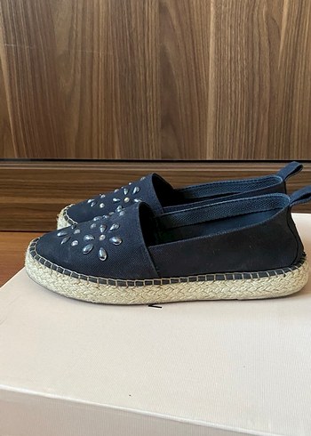 Kadın Lacivert Boncuklu Kot Espadril - Görsel 2