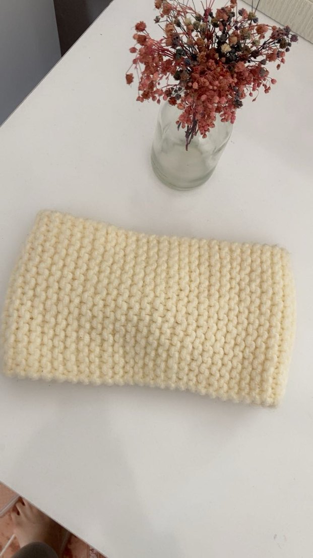 Beyaz Örgü Kadın Saç Bandı - Görsel 2