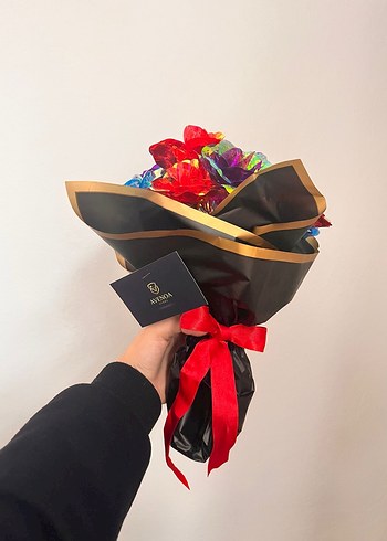 Renkli sonsuzluk gül buketi - Görsel 4