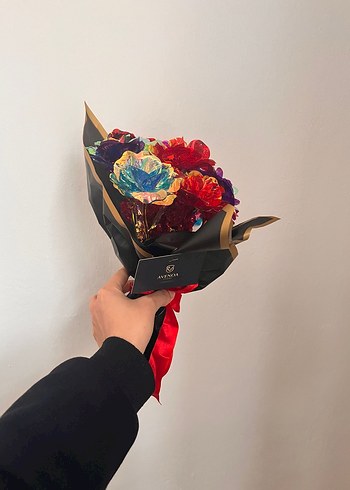 Renkli sonsuzluk gül buketi - Görsel 2