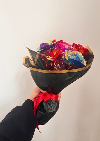 Renkli sonsuzluk gül buketi - Görsel 3