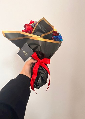 Renkli sonsuzluk gül buketi - Görsel 5