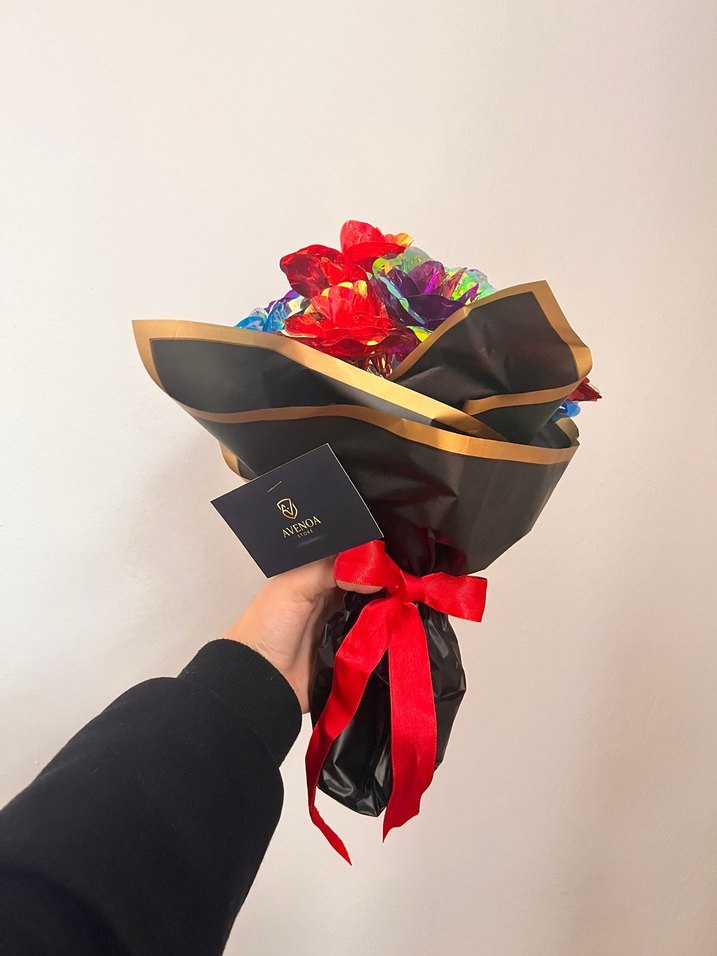 Renkli sonsuzluk gül buketi - Görsel 4