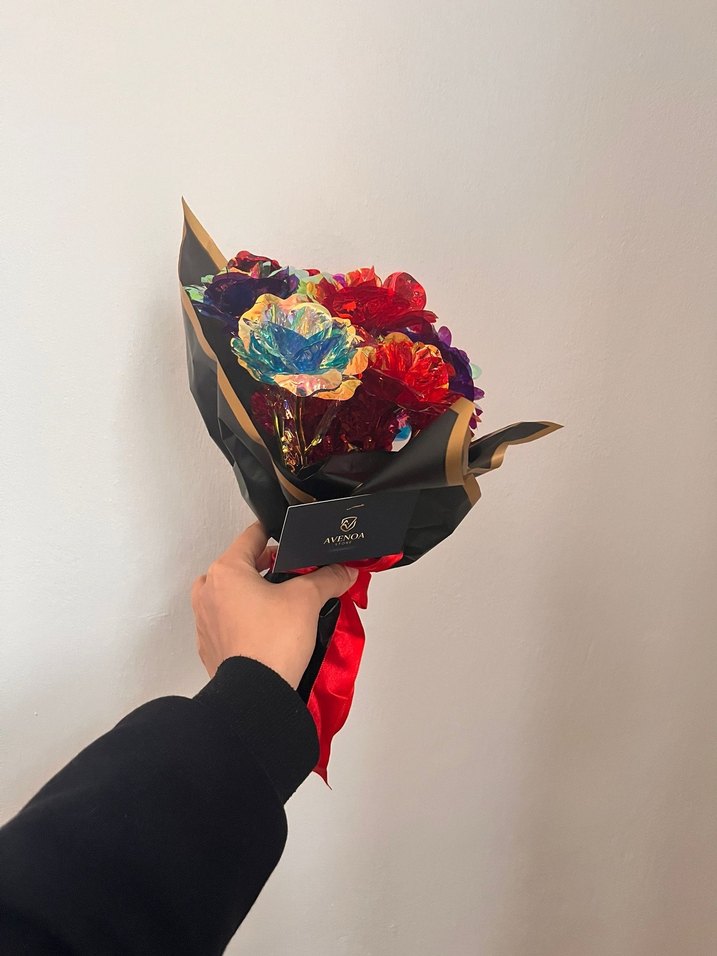 Renkli sonsuzluk gül buketi - Görsel 2