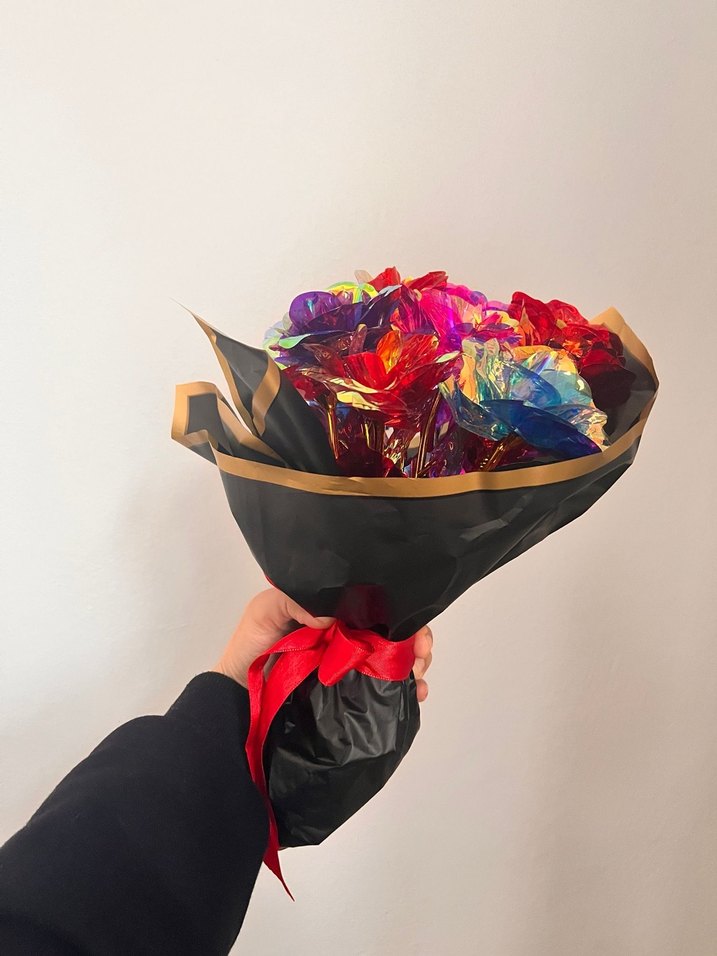 Renkli sonsuzluk gül buketi - Görsel 3