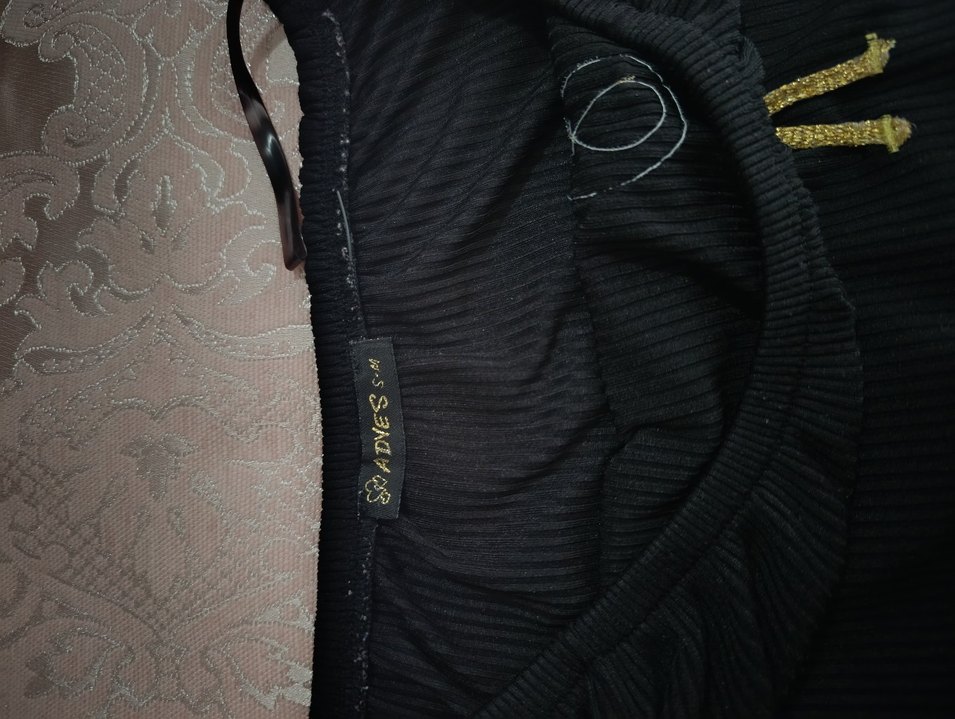 siyah esnek kumaş.degaje yaka. - Görsel 3