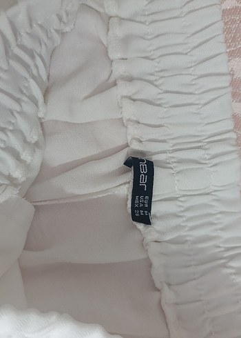 Beyaz Keten Hamile Mini Şort - Görsel 3